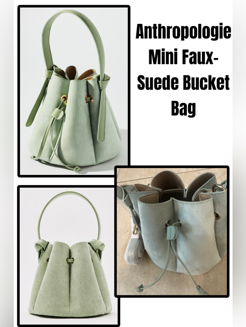 Anthropologie Mini Faux-Suede Bucket Bag